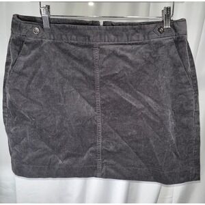 Banana Republic Corduroy Mini Skirt Grey Stretch Cotton Casual Workwear Size 12